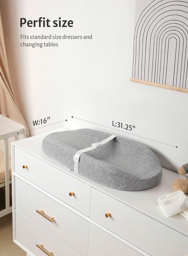 Blissful Diary Baby Changing Pad with Waterproof Lining Foam, Includes a Soft & Washable Cover, Contoured Changing Table Pads for Dresser Top with Non-Slip Bottom, 32”×16” (Grey, Avocado) - Image 3